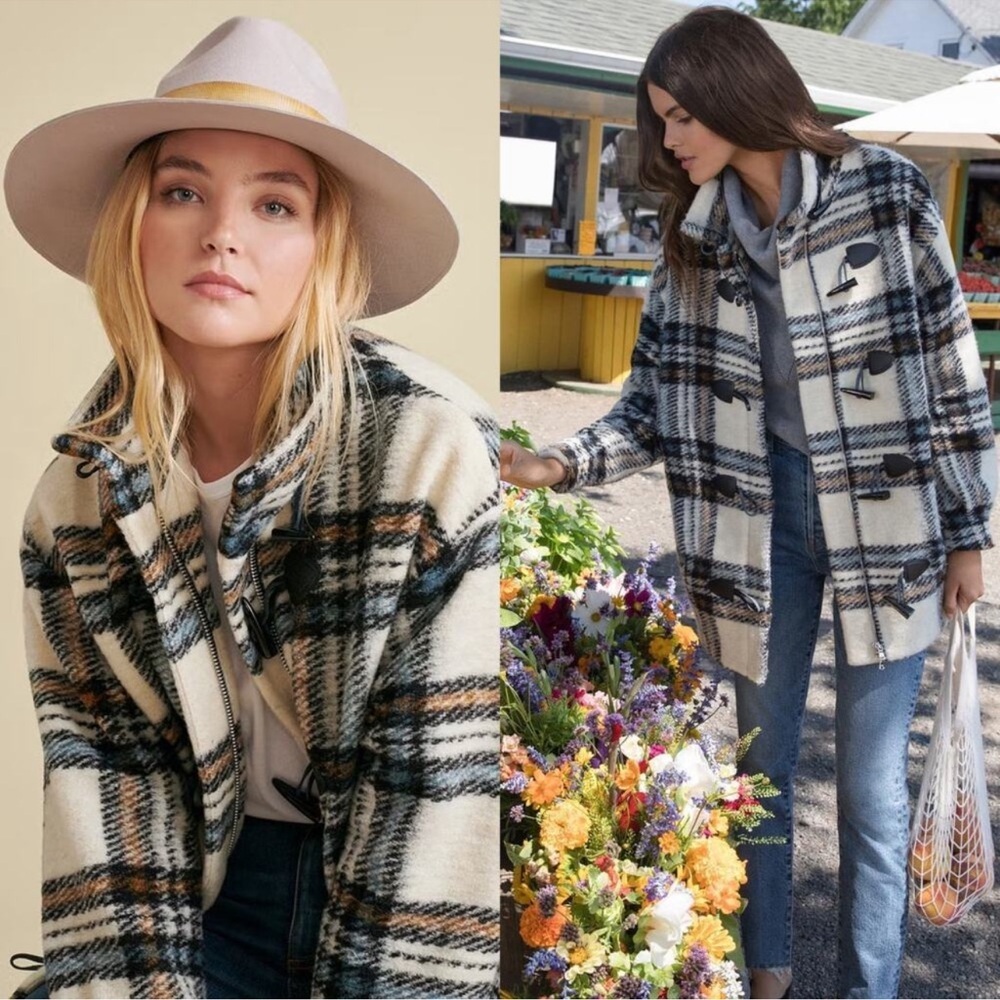 Veronica Beard Cael Coat Jacket in White Multi Plaid